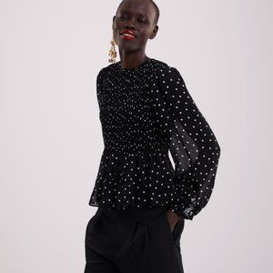 Zara Black and White Polka Dot Blouse